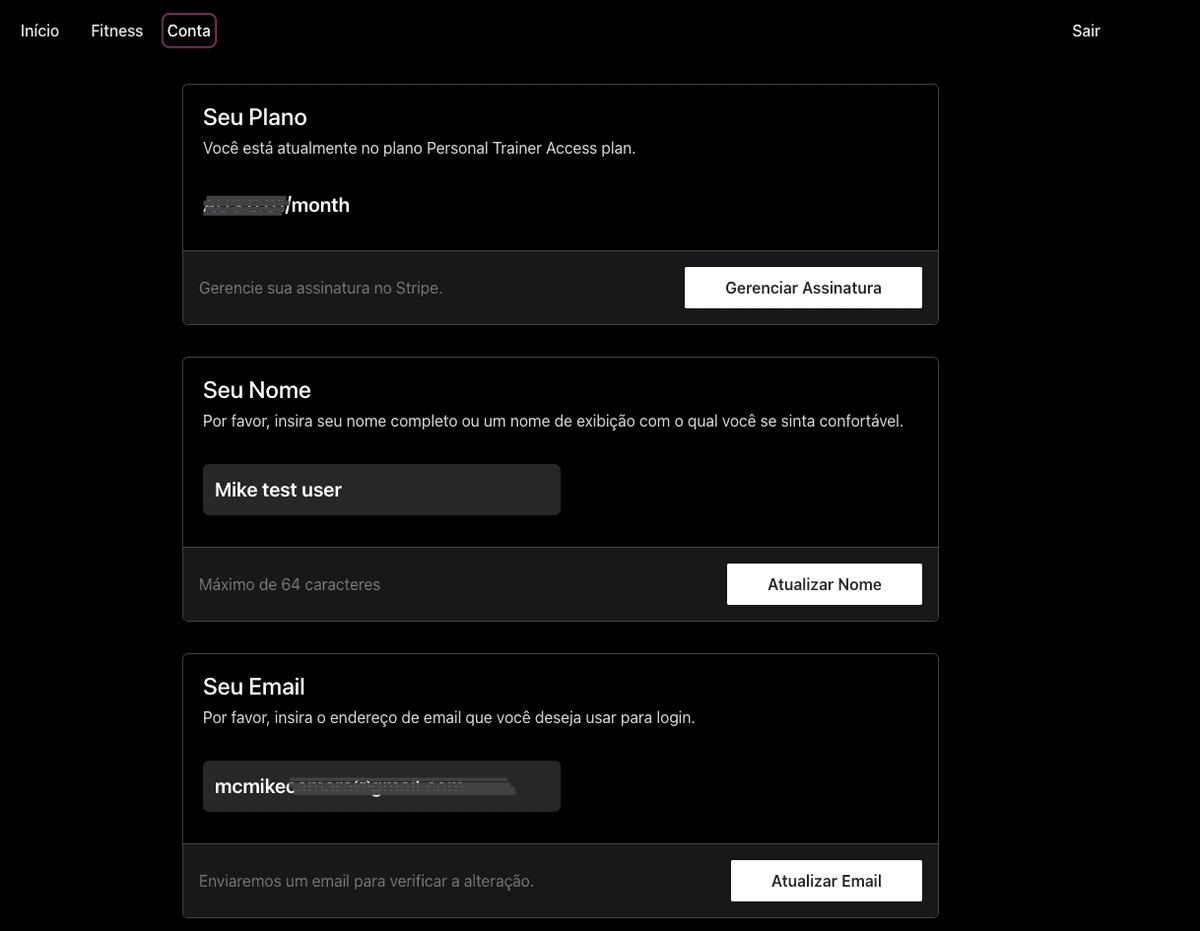 Account management page