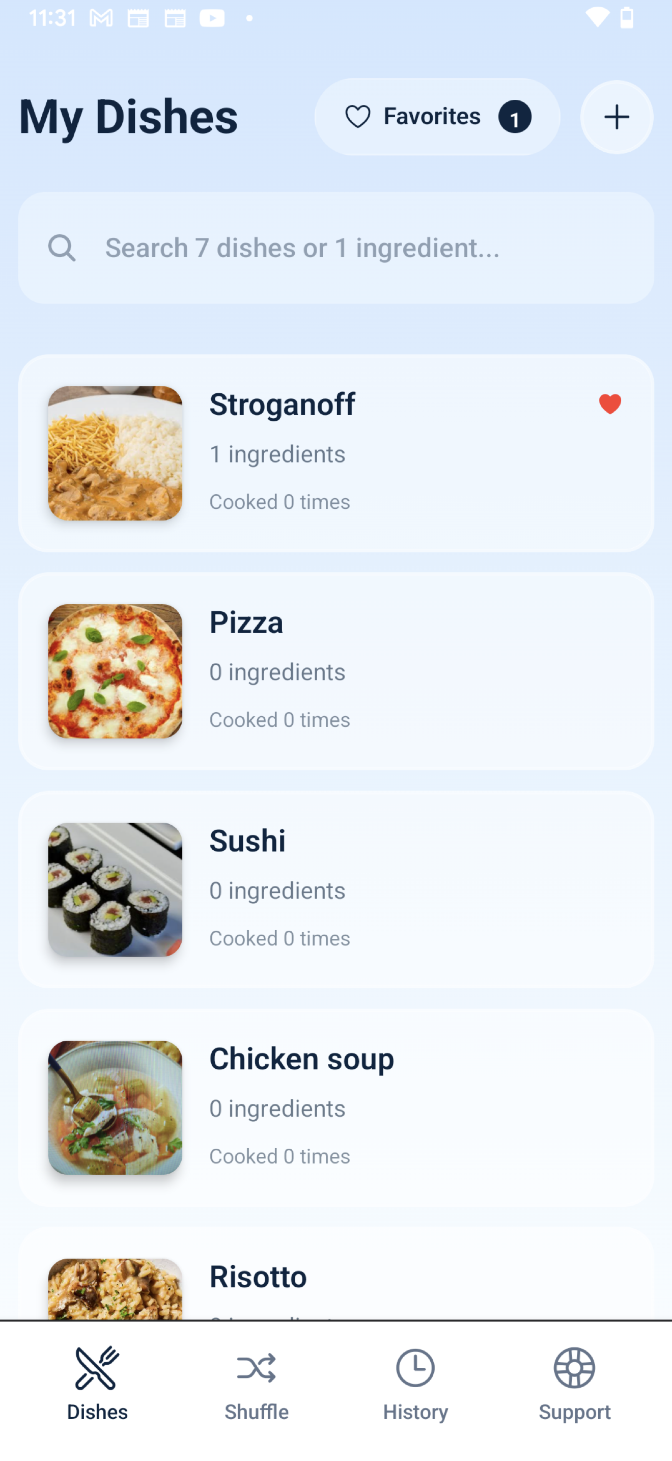 Meal List Screenshot